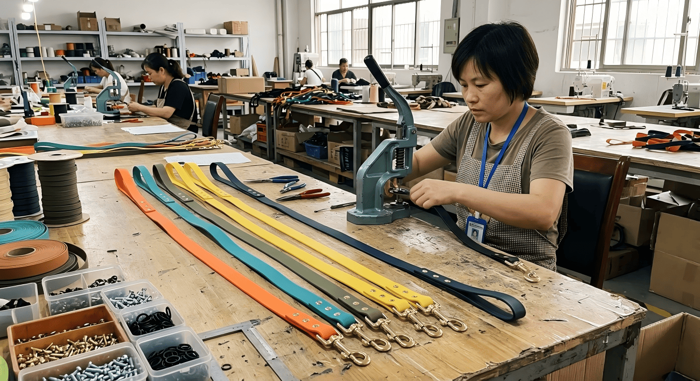 small batch biothane dog leash production consistency